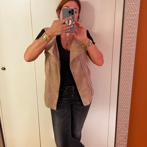 Faux suede moto vest in EUC